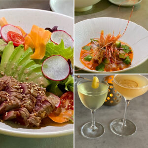 Cocktails, Seared Ahi Salad, and Shrimp Ceviche