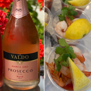 Valdo Marca Oro Prosecco Planeta Rosé with Shrimp Cocktails