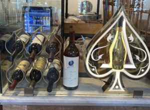 Bottles of Opus One and Champagne Armand de Brignac