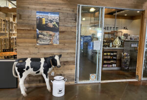 The Cheese Shop with Clementine, the cow, outside