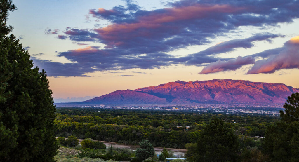 City of Albuquerque Sitting at the Foothills of the Pink-Hued Sandia Mountains by Marble Street Studios