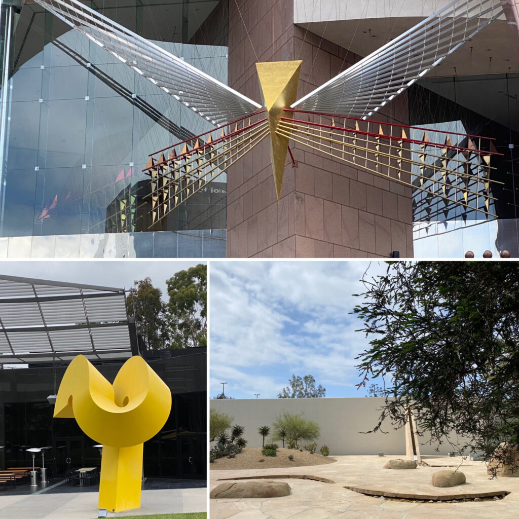 Art Walk Sculptures-Fire Bird, Ram, and California Sensario