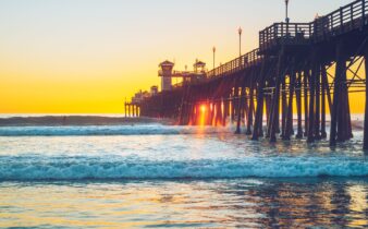 Oceanside Surf and Pier at Sunset