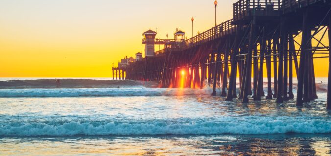 Oceanside Surf and Pier at Sunset