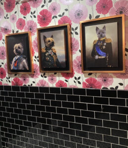 Original 40 Dog Portraits in Women's Bathroom
