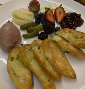 Duck Liver Pate with Pt. Reyes Blue Cheese and Poached Pear