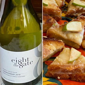 2018 Eight at the Gate Chardonnay with Grilled Cheese and Apple Sandwich