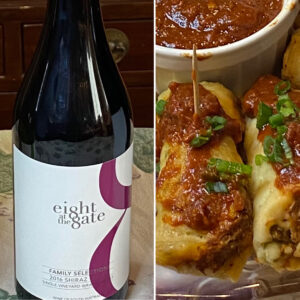 2016 Eight at the Gate Shiraz with Tamale topped with a Tex/Mex Salsa