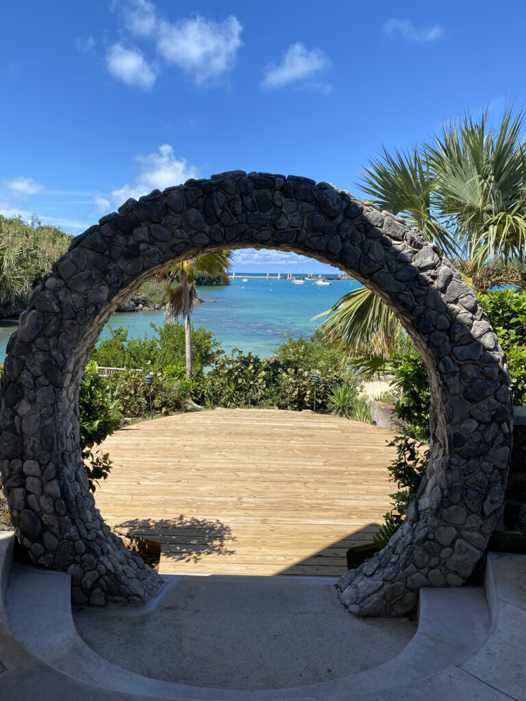 A Moongate, a stone arch and national symbol of the island offering love and eternal happiness