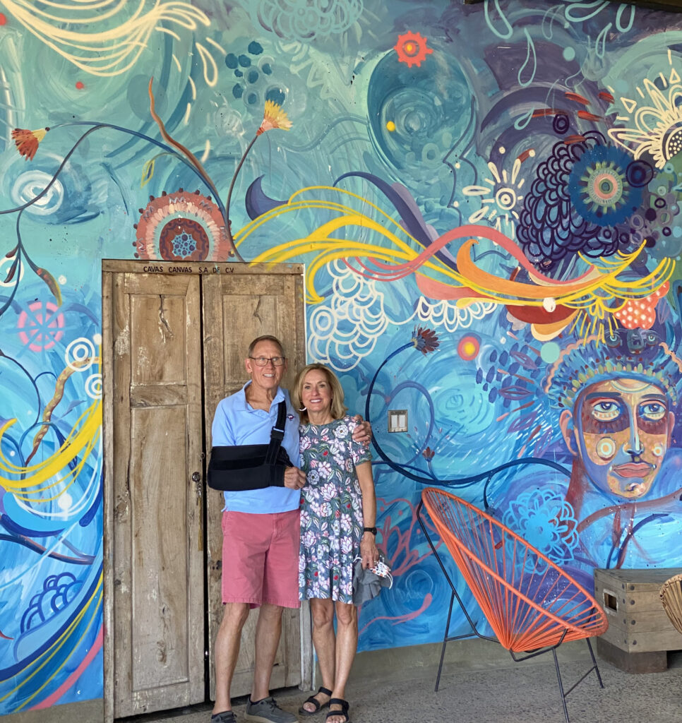 Ken and Rita, my sister and brother-in-law, at La Lomita with beautiful mural painting