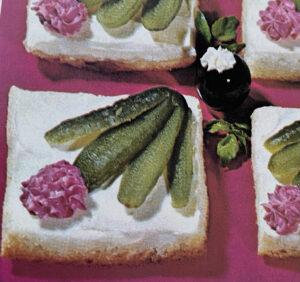 Canape of Petals 'n Pickles from Better Crocker's 1971 Cookbook