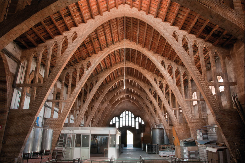 Cathedral Wine Cellar with High Rising Center Beams