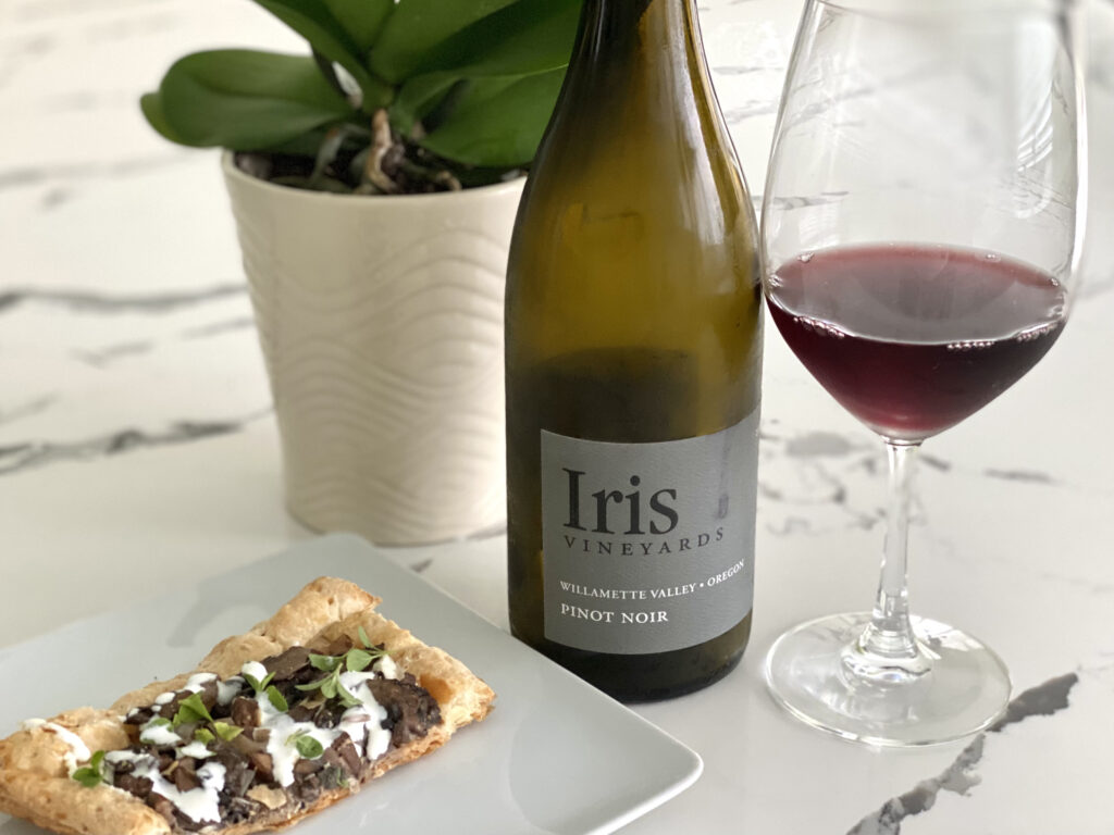Oregon's Iris Vineyards Pinot Noir with a Mushroom and Goat Cheese En Croute