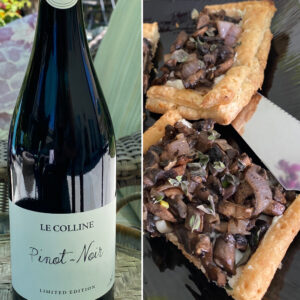 Le Colline Pinot Noir from Italy paired with a Mushroom and Goat Cheese En Croute