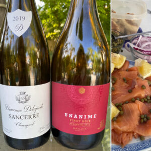 Argentina Unanime Vineyards and France Domaine Delaporte Chavignol Sancerre with Smoked Salmon on Bagels