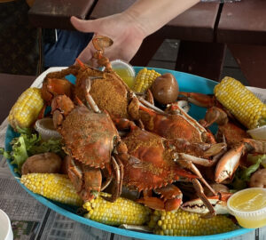 Platter of Blue Crab with Corn and Potatoes