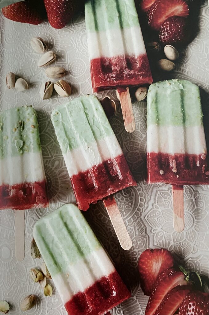 Strawberry & Pistachio Paletas (ice pops)