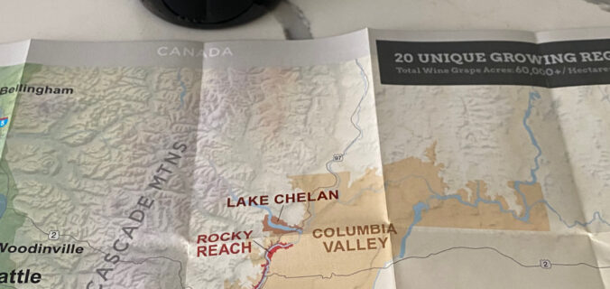 Dineen Vineyards Cabernet Franc with Washington map showing Dineen Vineyards Location