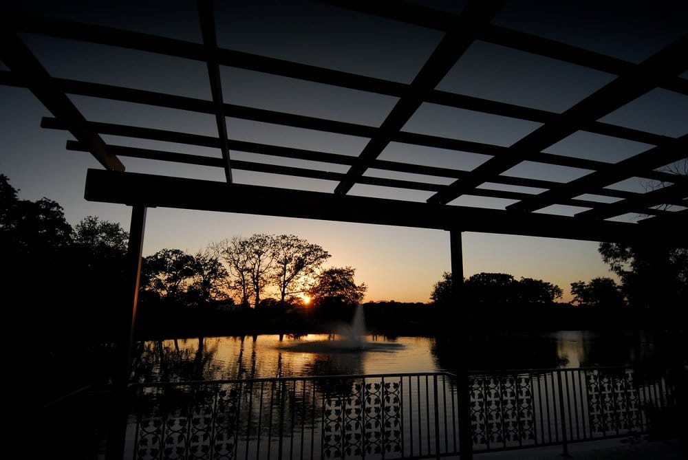 View of lake at Messina Hof and sunset