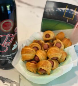 All set for the football season with a Cabernet Franc and Pigs In A Blanket