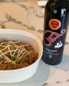 Sagrantino paired with Mushroom Risotto topped with Aged Parmesan