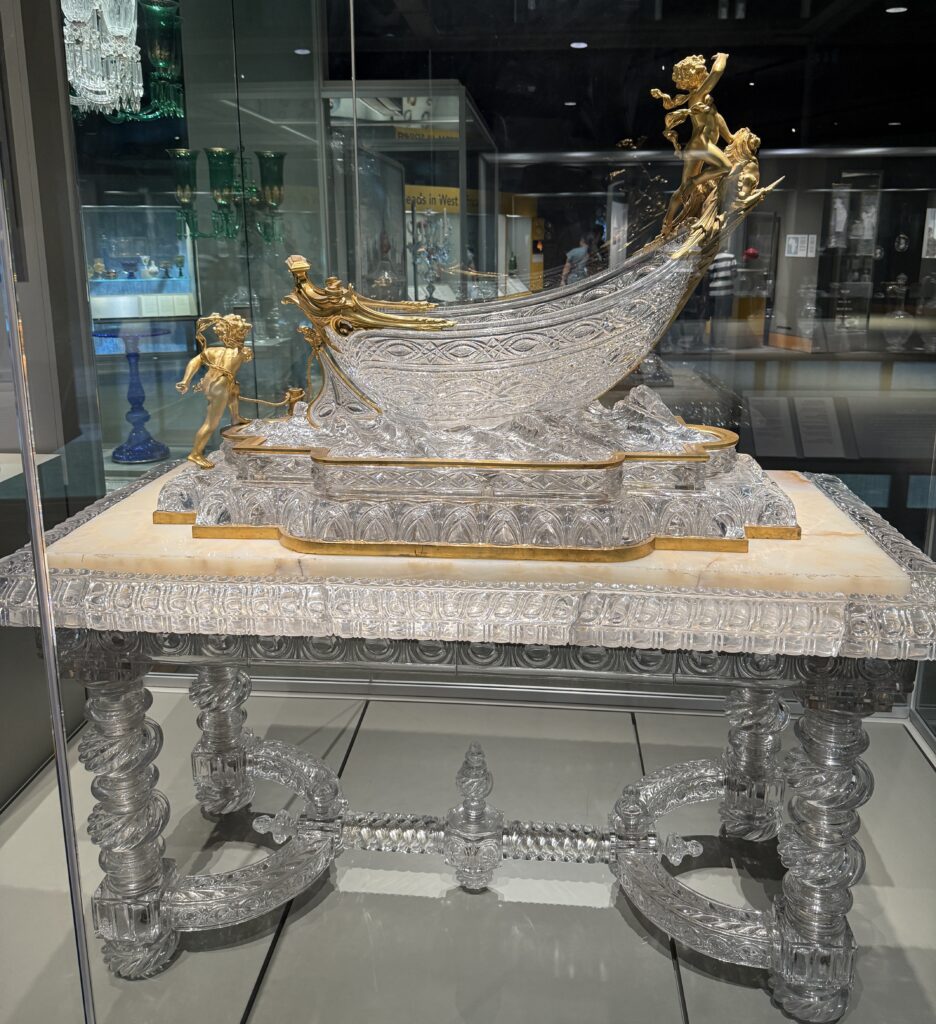 Ornate Glass Table with a Boat Sculpture at Museum of Glass